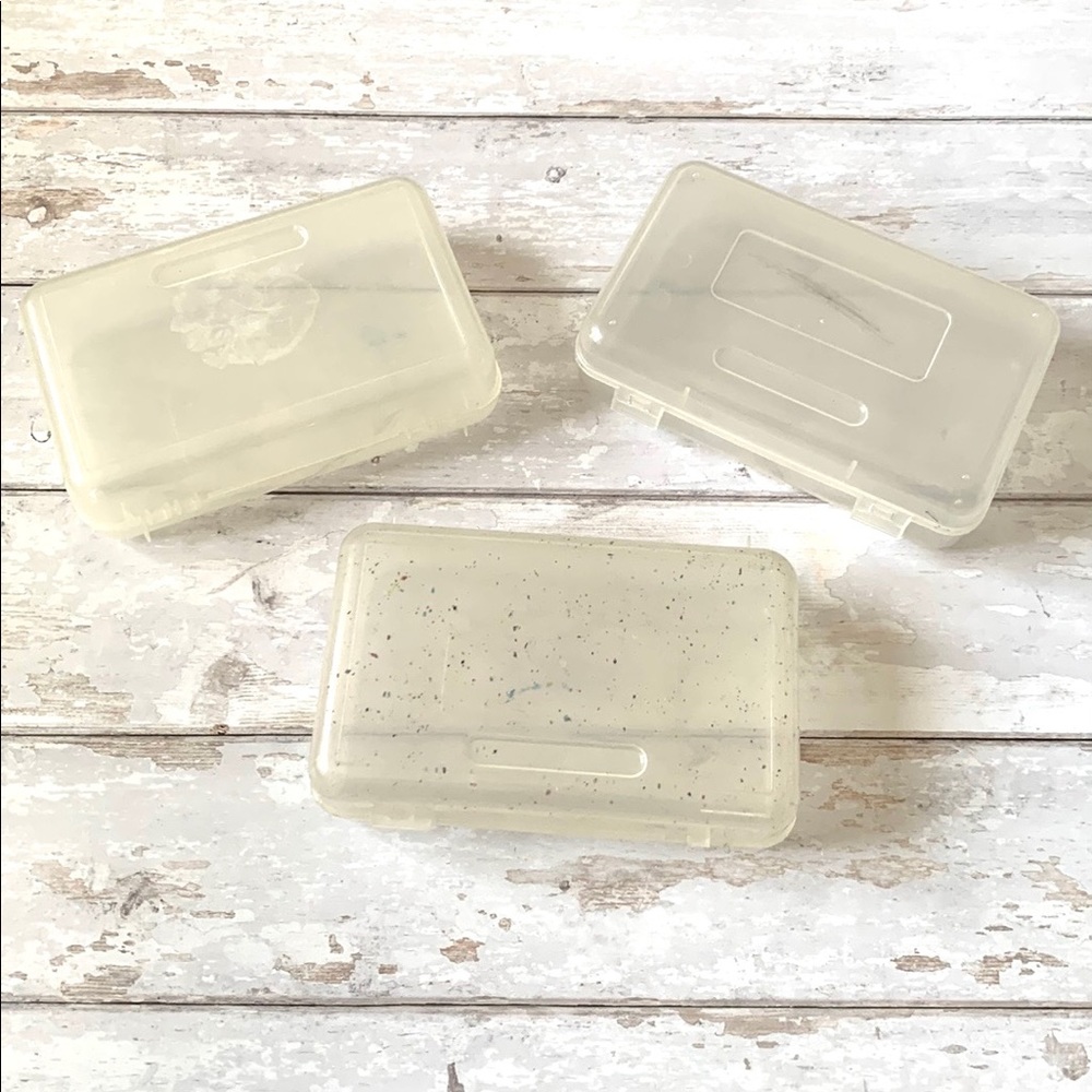 Clear Pencil Cases Storage Boxes School Office Supplies Organization Set of 3